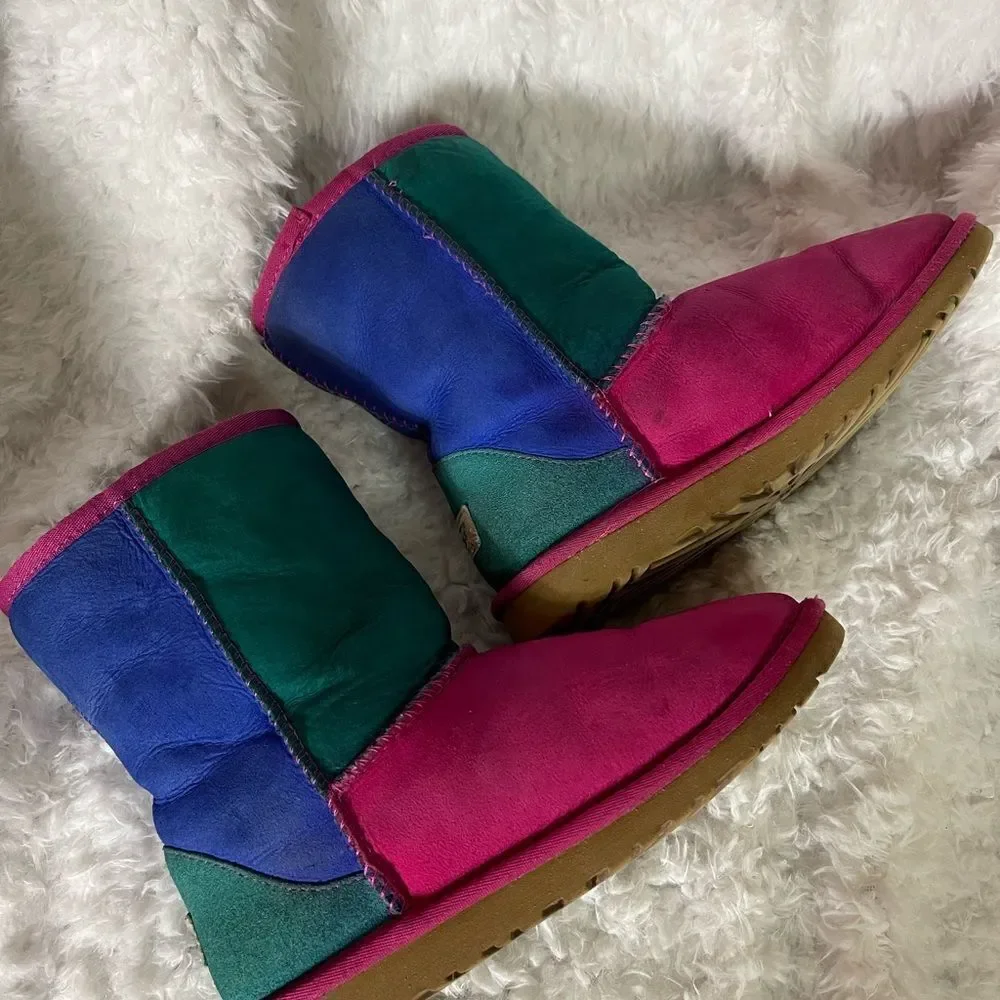 UGG Australia  youth Tri color block hot pink,teal green and purple Size…